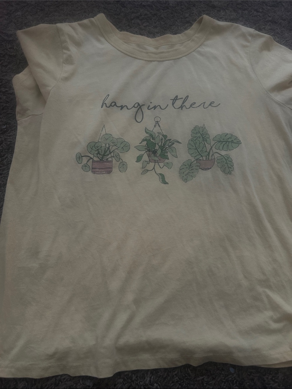 Cream 'Hang in There' Plant Graphic Tee